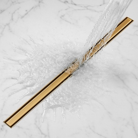 ODPŁYW LINIOWY 80 CM ZŁOTY OBROTOWY NISKI SYFON WYSOKA PRZEPUSTOWOŚĆ DL03