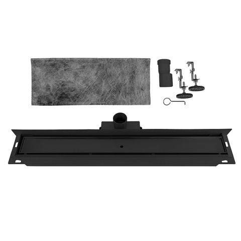 ODPŁYW LINIOWY ŚCIENNY 50 CM CZARNY NISKI SYFON WYSOKA PRZEPUSTOWOŚĆ DL04