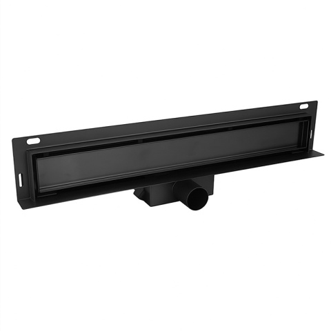 ODPŁYW LINIOWY ŚCIENNY 70 CM CZARNY NISKI SYFON WYSOKA PRZEPUSTOWOŚĆ DL04