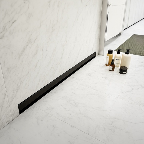 ODPŁYW LINIOWY ŚCIENNY 50 CM CZARNY NISKI SYFON WYSOKA PRZEPUSTOWOŚĆ DL09