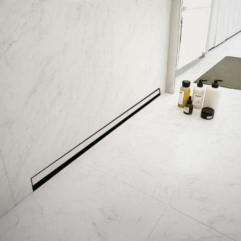 ODPŁYW LINIOWY ŚCIENNY 50 CM CZARNY NISKI SYFON WYSOKA PRZEPUSTOWOŚĆ DL09