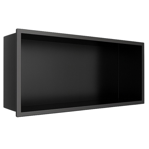 PÓŁKA ŁAZIENKOWA WNĘKOWA IGA Z KOŁNIERZEM CZARNA 45X20X10 CM