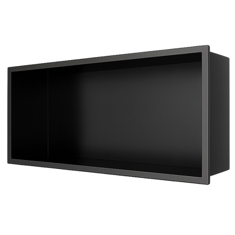 PÓŁKA ŁAZIENKOWA WNĘKOWA IGA Z KOŁNIERZEM CZARNA 45X20X10 CM