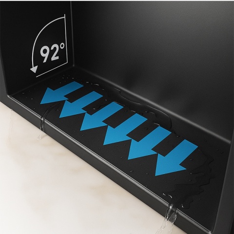 PÓŁKA ŁAZIENKOWA WNĘKOWA IGA Z KOŁNIERZEM CZARNA 45X20X10 CM