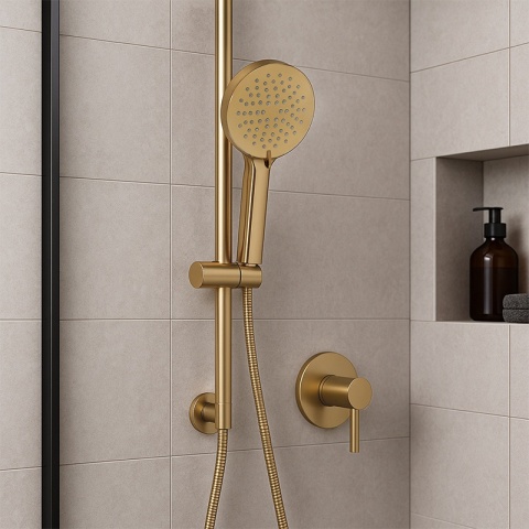 SŁUCHAWKA PRYSZNICOWA 3-FUNKCYJNA OKRĄGŁA ANTI-CALC SL04-GL ZŁOTA