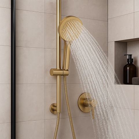 SŁUCHAWKA PRYSZNICOWA 3-FUNKCYJNA OKRĄGŁA ANTI-CALC SL04-GL ZŁOTA