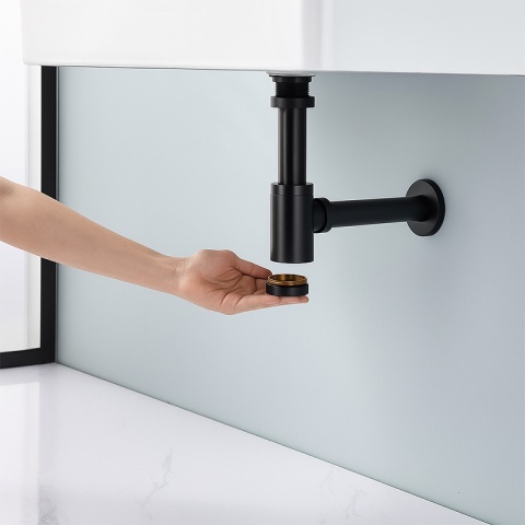 SYFON UMYWALKOWY ŁAZIENKOWY METALOWY NIK-BL CZARNY