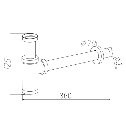 SYFON UMYWALKOWY ŁAZIENKOWY METALOWY NIK-BL CZARNY