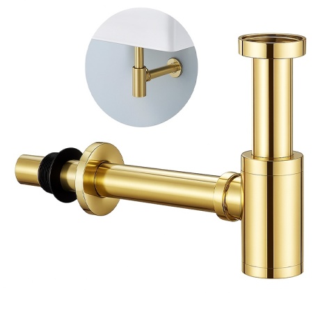 SYFON UMYWALKOWY ŁAZIENKOWY METALOWY NIK-GL ZŁOTY