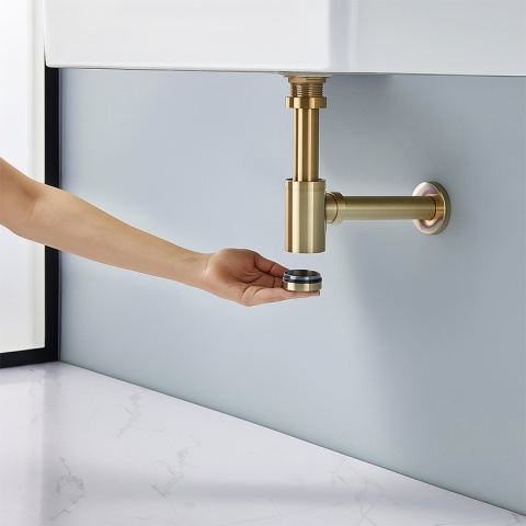 SYFON UMYWALKOWY ŁAZIENKOWY METALOWY NIK-GL ZŁOTY