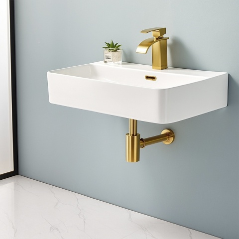 SYFON UMYWALKOWY ŁAZIENKOWY METALOWY NIK-GL ZŁOTY