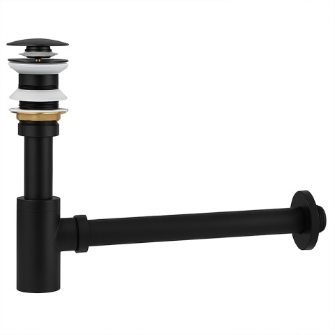 SYFON UMYWALKOWY METALOWY MIKE-BL + KOREK KLIK-KLAK CZARNY MAT ZESTAW