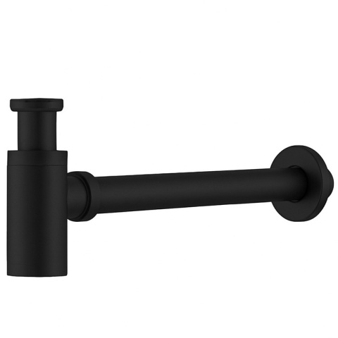 SYFON UMYWALKOWY METALOWY MIKE-BL + KOREK KLIK-KLAK Z PRZELEWEM CZARNY MAT ZESTAW