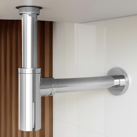 SYFON UMYWALKOWY METALOWY MIKE-CH + KOREK KLIK-KLAK CHROM ZESTAW