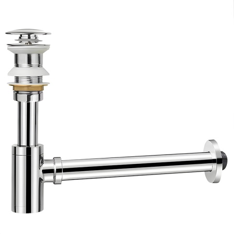 SYFON UMYWALKOWY METALOWY MIKE-CH + KOREK KLIK-KLAK CHROM ZESTAW