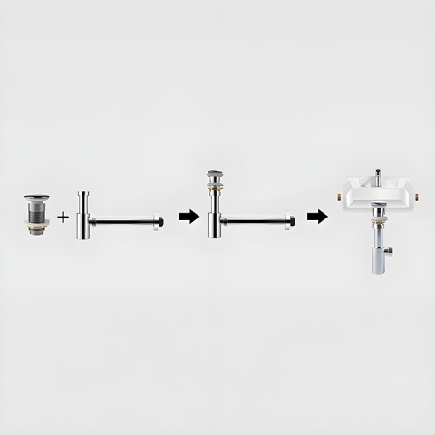 SYFON UMYWALKOWY METALOWY MIKE-CH + KOREK KLIK-KLAK CHROM ZESTAW