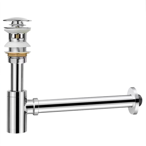 SYFON UMYWALKOWY METALOWY MIKE-CH + KOREK KLIK-KLAK Z PRZELEWEM ZESTAW CHROM