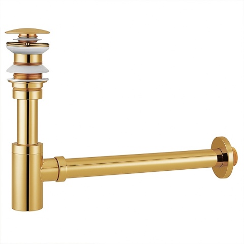 SYFON UMYWALKOWY METALOWY MIKE-GL + KOREK KLIK-KLAK ZŁOTY ZESTAW