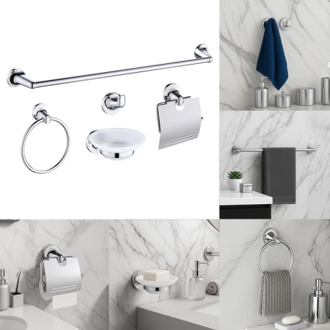 ZESTAW AKCESORIÓW ŁAZIENKOWYCH ŁAZIENKOWY 5W1 COLIN CHROM