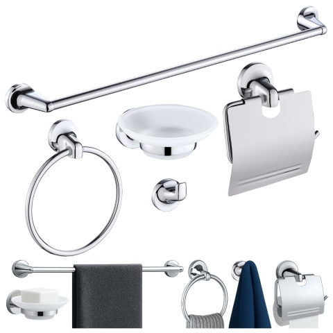 ZESTAW AKCESORIÓW ŁAZIENKOWYCH ŁAZIENKOWY 5W1 COLIN CHROM