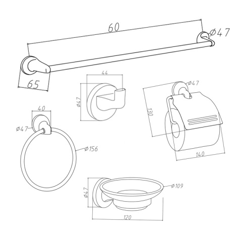 ZESTAW AKCESORIÓW ŁAZIENKOWYCH ŁAZIENKOWY 5W1 COLIN CZARNY