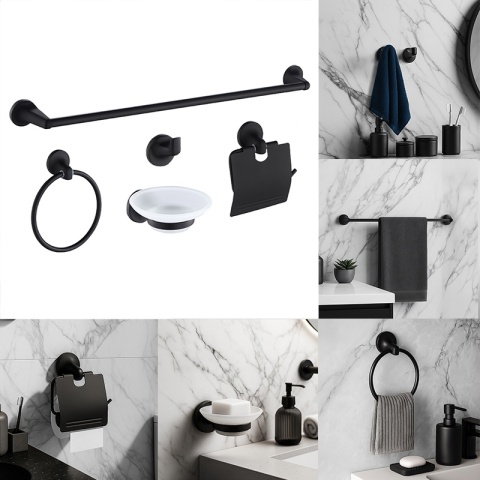 ZESTAW AKCESORIÓW ŁAZIENKOWYCH ŁAZIENKOWY 5W1 COLIN CZARNY