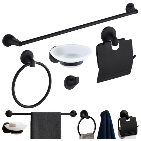 ZESTAW AKCESORIÓW ŁAZIENKOWYCH ŁAZIENKOWY 5W1 COLIN CZARNY