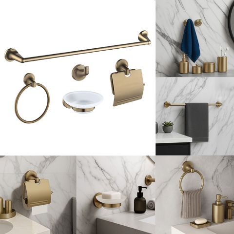 AKCESORIA ŁAZIENKOWE WIESZAK UCHWYT ŁAZIENKOWY 5W1 COLIN ZŁOTY SZCZOTKOWANY