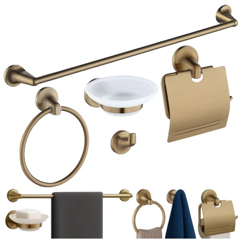 AKCESORIA ŁAZIENKOWE WIESZAK UCHWYT ŁAZIENKOWY 5W1 COLIN ZŁOTY SZCZOTKOWANY