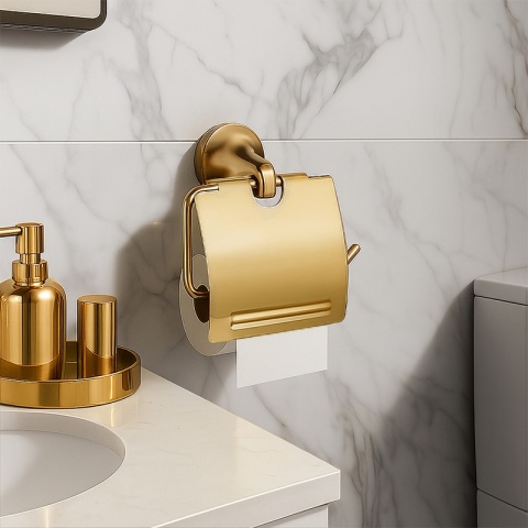 AKCESORIA ŁAZIENKOWE ZESTAW WIESZAK UCHWYT ŁAZIENKOWY RETRO 5W1 COLIN ZŁOTE