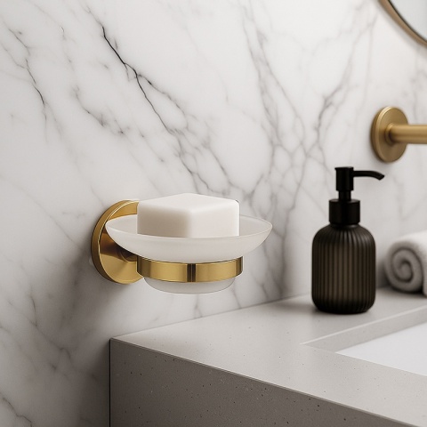 AKCESORIA ŁAZIENKOWE ZESTAW WIESZAK UCHWYT ŁAZIENKOWY RETRO 5W1 COLIN ZŁOTE