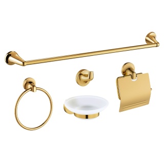 AKCESORIA ŁAZIENKOWE ZESTAW WIESZAK UCHWYT ŁAZIENKOWY RETRO 5W1 COLIN ZŁOTE