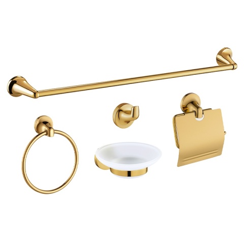AKCESORIA ŁAZIENKOWE ZESTAW WIESZAK UCHWYT ŁAZIENKOWY RETRO 5W1 COLIN ZŁOTE