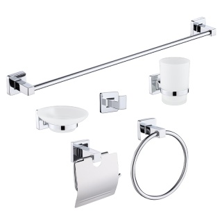 ZESTAW ŁAZIENKOWY AKCESORIA KOMPLET WIESZAK UCHWYT 6W1 DYLAN CHROM