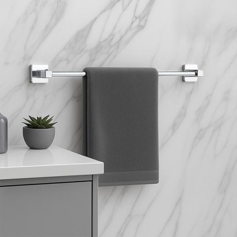 ZESTAW ŁAZIENKOWY AKCESORIA KOMPLET WIESZAK UCHWYT 6W1 DYLAN CHROM