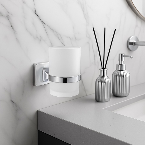 ZESTAW ŁAZIENKOWY AKCESORIA KOMPLET WIESZAK UCHWYT 6W1 DYLAN CHROM