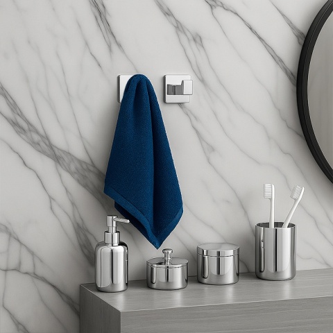 ZESTAW ŁAZIENKOWY AKCESORIA KOMPLET WIESZAK UCHWYT 6W1 DYLAN CHROM