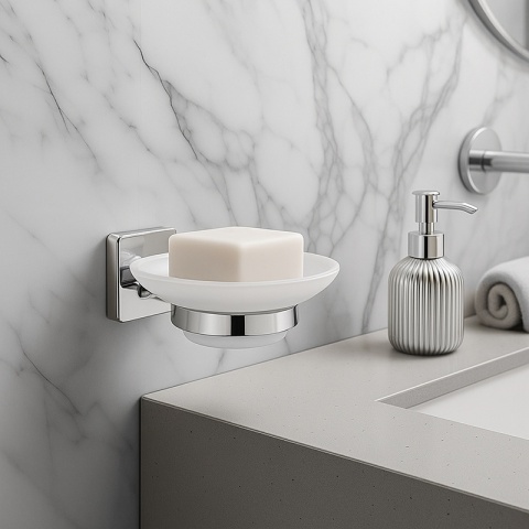 ZESTAW ŁAZIENKOWY AKCESORIA KOMPLET WIESZAK UCHWYT 6W1 DYLAN CHROM