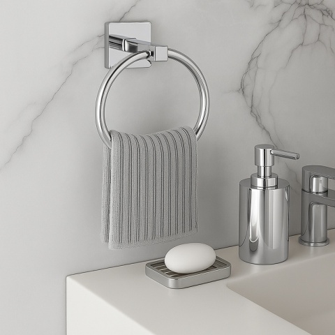 ZESTAW ŁAZIENKOWY AKCESORIA KOMPLET WIESZAK UCHWYT 6W1 DYLAN CHROM