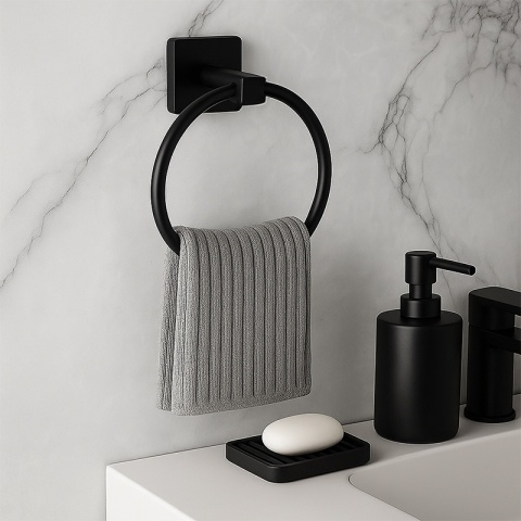 ZESTAW ŁAZIENKOWY AKCESORIA KOMPLET WIESZAK UCHWYT 6W1 DYLAN CZARNY