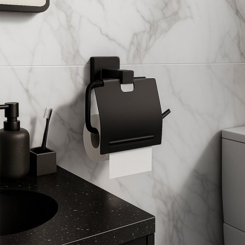 ZESTAW ŁAZIENKOWY AKCESORIA KOMPLET WIESZAK UCHWYT 6W1 DYLAN CZARNY