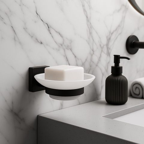 ZESTAW ŁAZIENKOWY AKCESORIA KOMPLET WIESZAK UCHWYT 6W1 DYLAN CZARNY