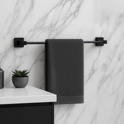 ZESTAW ŁAZIENKOWY AKCESORIA KOMPLET WIESZAK UCHWYT 6W1 DYLAN CZARNY