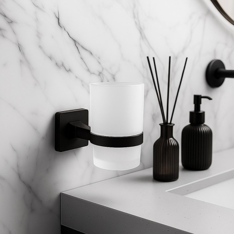 ZESTAW ŁAZIENKOWY AKCESORIA KOMPLET WIESZAK UCHWYT 6W1 DYLAN CZARNY