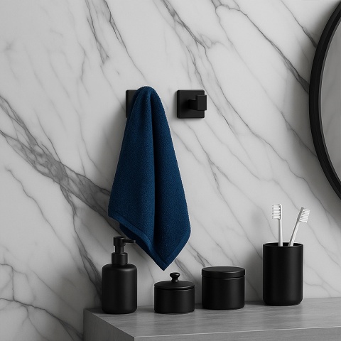 ZESTAW ŁAZIENKOWY AKCESORIA KOMPLET WIESZAK UCHWYT 6W1 DYLAN CZARNY