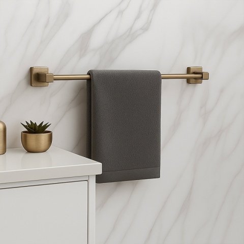 ZESTAW ŁAZIENKOWY AKCESORIA WIESZAK UCHWYT 6W1 DYLAN ZŁOTY SZCZOTKOWANY