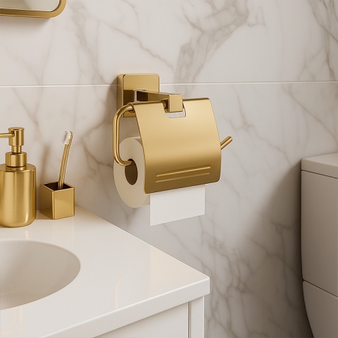 ZESTAW ŁAZIENKOWY AKCESORIA KOMPLET WIESZAK UCHWYT 6W1 DYLAN ZŁOTY