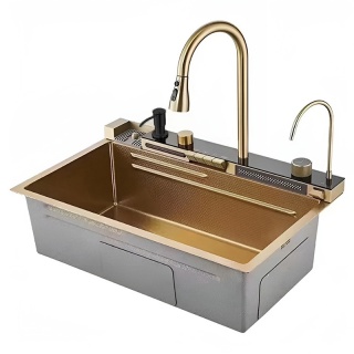 ZLEWOZMYWAK JEDNOKOMOROWY WIELOFUNKCYJNY ARGOS 68X46 ZŁOTY ZLEW KUCHENNY STALOWY