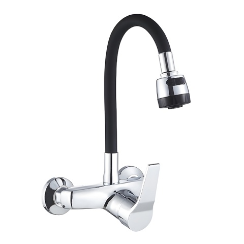 BATERIA KUCHENNA ŚCIENNA DOVER GIĘTKA CZARNA WYLEWKA PODSTAWA CHROM