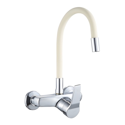 BATERIA KUCHENNA ŚCIENNA EBRO GIĘTKA WYLEWKA ECRU PODSTAWA CHROM